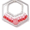 Wire Wrapped Natural White Jade & Glass Bead Pendants PALLOY-MZ00200-4