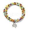 Glass Seed Beaded Multi Loops Warp Bracelets BJEW-TA00339-03-1