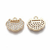 Brass Micro Pave Clear Cubic Zirconia Charms X-KK-R134-029-NF-2