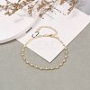 Glass Pearl Chain Anklets AJEW-AN00356-5