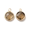 Golden Tone Brass Glass Flat Round Charms GLAA-M003-B-07G-1