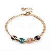 Golden Plated Brass Enamel Chain Bracelets BJEW-JB05881-03-1