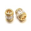 Column Brass Micro Pave Cubic Zirconia European Bead ZIRC-N017-20G-NR-1