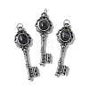Key Brass Natural Black Agate Big Pendants KK-D361-01AS-20-1