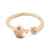 Brass Micro Pave Colourful Cubic Zirconia Open Cuff Rings for Women LS-RJEW-Z073-01G-03-2