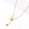 Adjustable 304 Stainless Steel Cable Chain Necklaces Flower & Bees Alloy Charm Lariat Necklaces for Women NJEW-TAC0017-02-1
