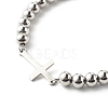 Tarnish Resistant Cross Link Bracelets for Men Women BJEW-JB06687-02-4