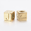304 Stainless Steel Large Hole Letter European Beads X-STAS-H428-01G-J-2