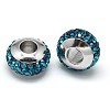 Rondelle 304 Stainless Steel Polymer Clay Rhinestone European Beads GPDL-P003-M-2