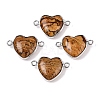 Natural Picasso Jasper Love Heart Pendants G-T138-205J-P-1