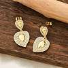 Brass Micro Pave Clear Cubic Zirconia Dangle Stud Earrings for Women EJEW-F352-05G-02-5