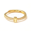 Clear Cubic Zirconia Initial Letter Adjustable Ring RJEW-C052-01G-I-2
