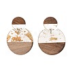 Transparent Resin & Walnut Wood Dangle Stud Earrings EJEW-JE04281-01-1