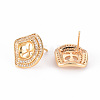 Brass Micro Pave Clear Cubic Zirconia Stud Earrings Findings KK-T062-127G-NF-2