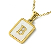 Ion Plating(IP) Rectangle with Initial Letter 304 Stainless Steel Pendant Necklace NJEW-R265-04G-B-1