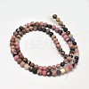 Frosted Natural Rhodonite Round Bead Strands G-F266-13-4mm-2
