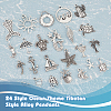 96Pcs 24 Style Ocean Theme Tibetan Style Alloy Pendants TIBEP-FG0001-13-3