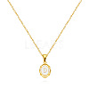 304 Stainless Steel Enamel White Oval with Letter Pendant Necklaces for Men Women FS-WG94BAB-04-1