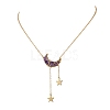 Natural Amethyst Chip Beads Moon Pendant Brass Cable Chain Necklaces for Women NJEW-TA00257-01-2