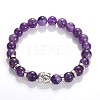 Buddha Head Gemstone Beaded Stretch Bracelets BJEW-JB01864-01-1