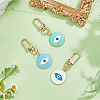 DICOSMETIC 3Pcs 3 Colors Flat Round with Evil Eye Alloy Enamel Pendant Decoration KEYC-DC0001-23-4