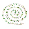Faceted Cube Glass & ABS Plastic Imitation Pearl Beaded Chains CHS-G026-02KCG-01-1-3