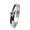 304 Stainless Steel Round Charms Hinged Bangle for Women BJEW-P294-02P-4