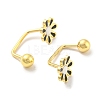 12 Pairs 6 Color 304 Stainless Steel Emanel Flower Curved Barbell Stud Earrings AJEW-C032-02G-3