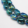 Full Rainbow Plated Crystal Glass Oval Beads Strands LS-EGLA-F026-A06-1