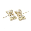 Brass with Clear Cubic Zirconia Stud Earring Findings KK-G491-56G-2