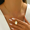Stainless Steel Vintage Rectangle with Rose Flower Pendant Necklaces for Women NY6515-4