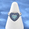 Heart Brass Micro Pave Cubic Zirconia Cuff Open Rings for Women CU-CBA0A21-01P-5