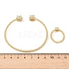 Round Brass Micro Pave Cubic Zirconia Cuff Bangles & Rings Sets for Women SJEW-R002-01G-02-5