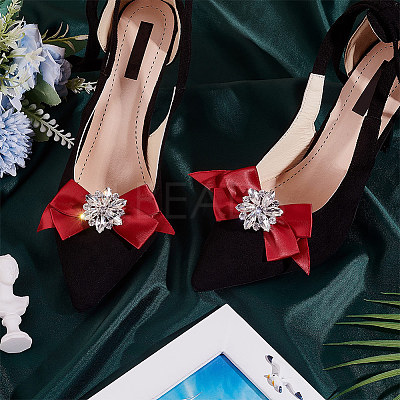 2Pcs Detachable Bowknot Polyester Ribbon Shoe Decoration FIND-FG0003-03B-1