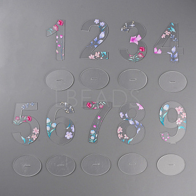 Flower Pattern Acrylic Digital Seat Board Seat Card DIY-WH0320-39C-1