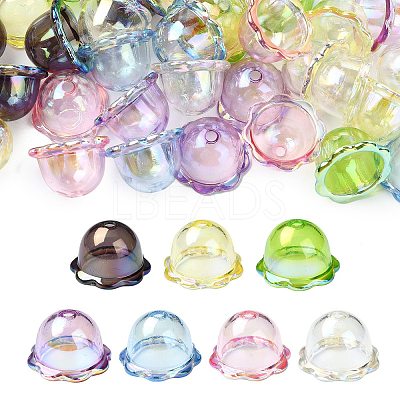 35Pcs 7 Colors UV Plating Acrylic Bead Caps OACR-CJ0002-36-1