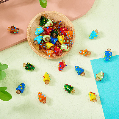 32Pcs 8 Colors Handmade Lampwork Bumpy Beads LAMP-BY0001-05-1