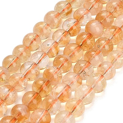 Hearted Natural Citrine Beads Strands GG-T002-A01-6mm-1