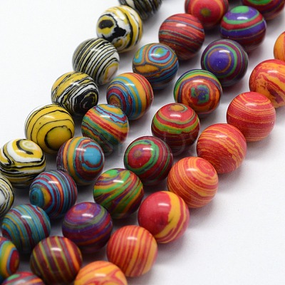 Synthetic Malachite Beads Strands G-I199-32-4mm-1