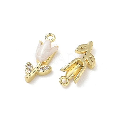 Brass Micro Pave Clear Cubic Zirconia and Enamel Charms KK-A300-22G-01-1