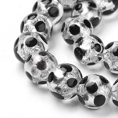 Handmade Silver Foil Lampwork Beads Strands FOIL-L016-D04-1