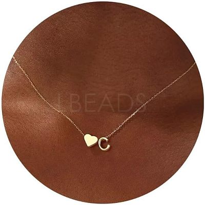Simple Style Adjustable 316L Surgical Stainless Steel Heart and Initial Pendant Necklaces for Women WG95AEF-03-1