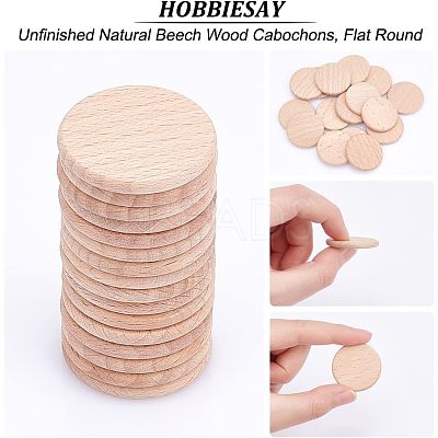 50Pcs Unfinished Natural Beech Wood Cabochons WOOD-HY0001-01-1