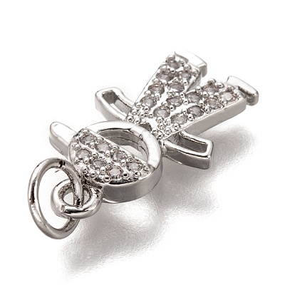 Brass Micro Pave Clear Cubic Zirconia Pendants ZIRC-C020-36P-1
