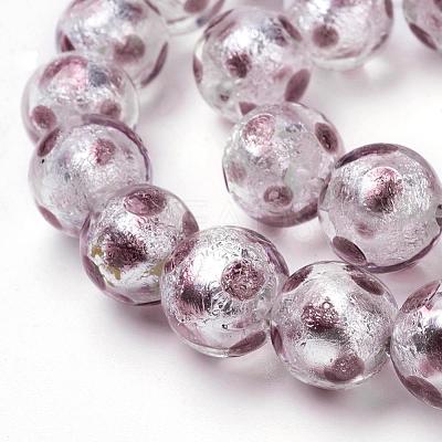 Handmade Silver Foil Lampwork Beads Strands FOIL-L016-D03-1