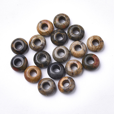 Natural Polychrome Jasper/Picasso Stone/Picasso Jasper European Large Hole Beads G-Q442-11-1