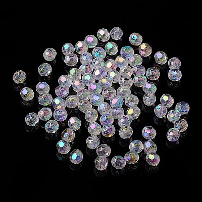 AB Color Transparent Acrylic Faceted Round Clear AB Beads X-PL642-22-1