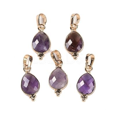 Natural Amethyst Faceted Pendans KK-L218-004G-01-1