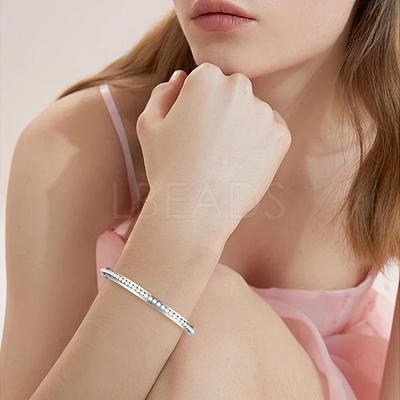 6Pcs C-Shaped 201 Stainless Steel Grooved Cuff Bangles STAS-BBC0008-40-1