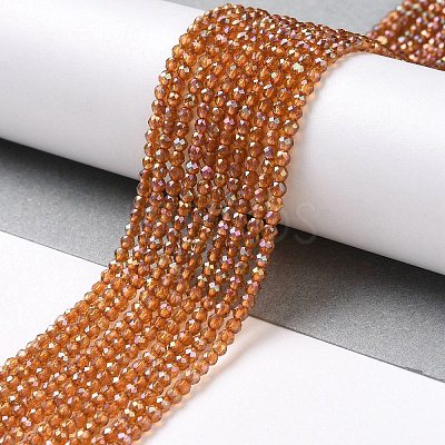 Electroplate Transparent Glass Beads Strands GLAA-H021-01A-FR02-1